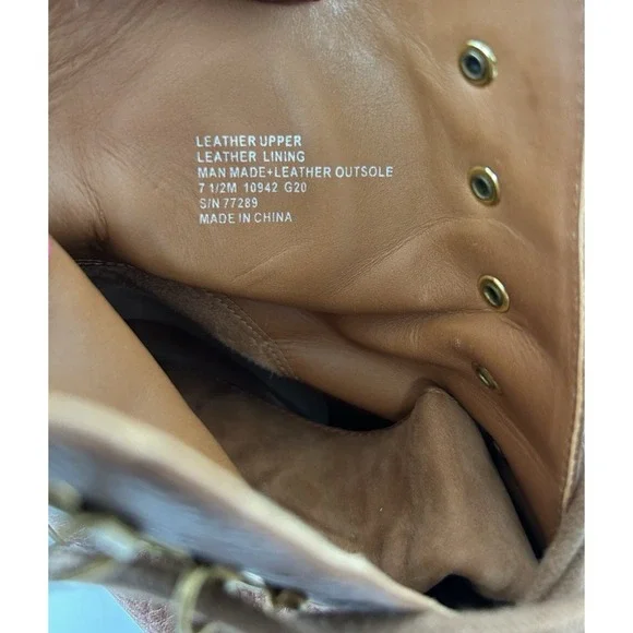 Tory Burch Leather Boot Womens Size 7.5 M Miller Tumbled Lug Cognac NWOB $500